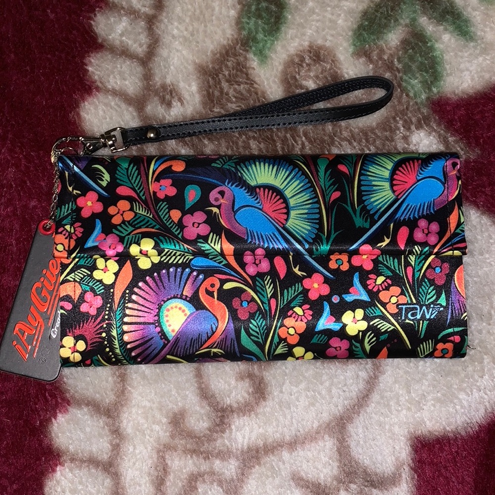 Black Multicolor Clutch Wristlet
